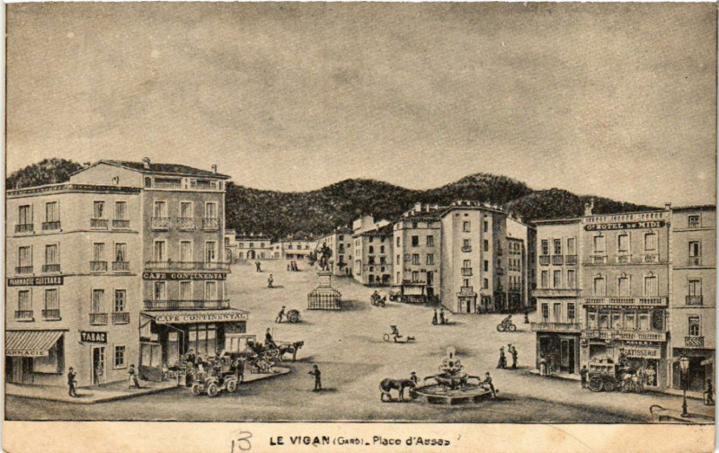 Carte postale ancienne Le Vigan - Place d'Asses au Vigan