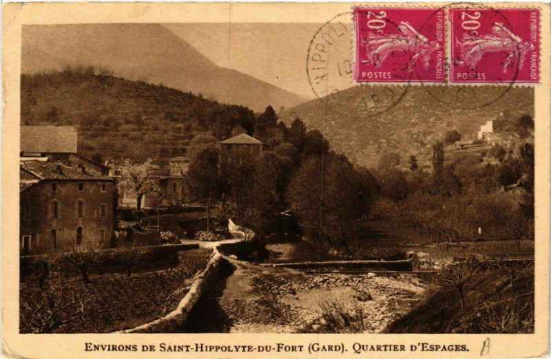 Carte postale ancienne Environs de Saint-Hippolyte-du-Fort - Quartier d'Espages à Saint-Hippolyte-du-Fort