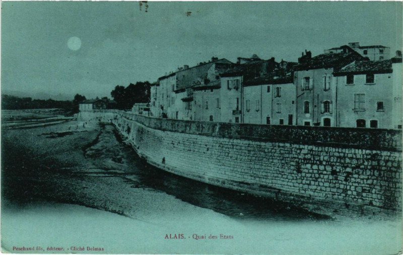 Carte postale ancienne Alais - Quai des Etats