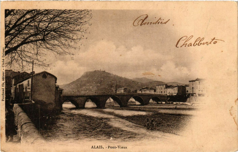 Carte postale ancienne Alais - Pont-Vieux