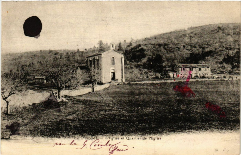 Carte postale ancienne Le Pradel - L'Eglise et Quartier de l'Eglise