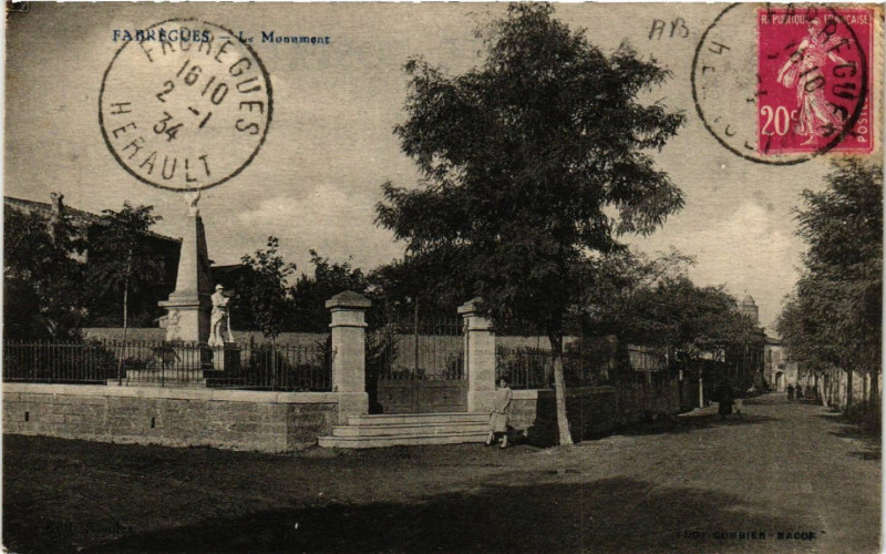 Carte postale ancienne Fabrigues - Le Monument