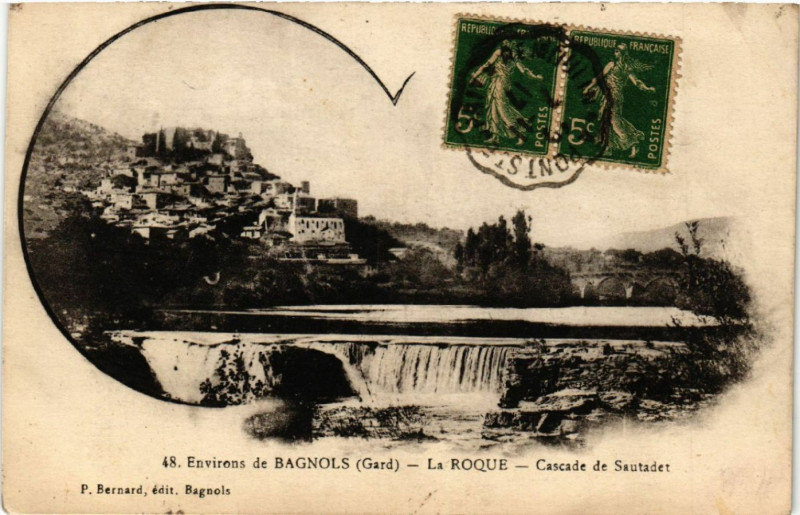 Carte postale ancienne Environs de Bagnols - La Roque - Cascade de Santadet