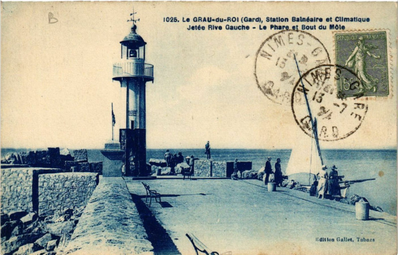 Carte postale ancienne Le Grau-du-Roi Station Balnéaire et Climatique Jetée Rive.. au Grau-du-Roi