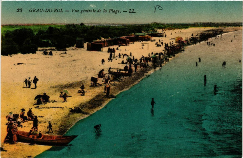 Carte postale ancienne Grau-du-Roi - Vue générale de la Plage