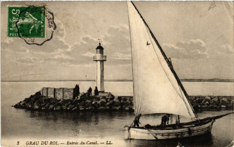 Carte postale ancienne Grau-du-Roi - Entrée du Canal
