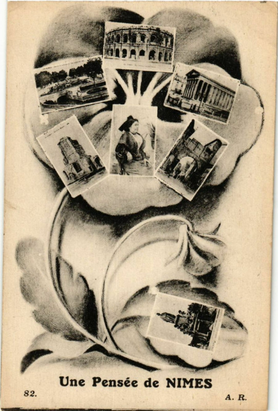 Carte postale ancienne Une Pensée de Nimes à Nîmes