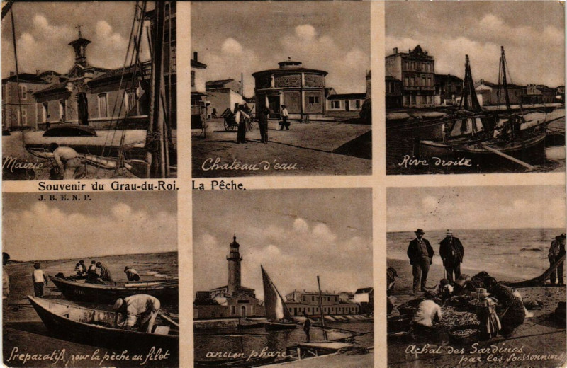 Carte postale ancienne Souvenir du Grau-du-Roi - La Péche
