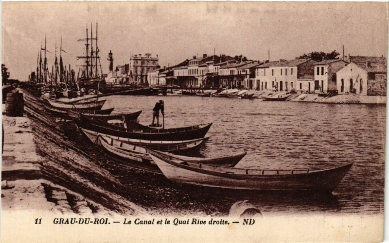 Carte postale ancienne Grau-du-Roi - Le Canal et le Quai Rive droite