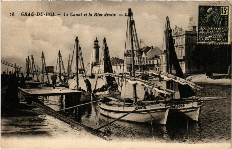 Carte postale ancienne Grau-du-Roi - Le Canal et la Rive droite