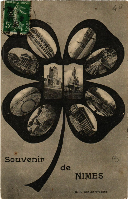 Carte postale ancienne Souvenir de Nimes à Nîmes