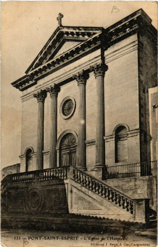 Carte postale ancienne Pont-Saint-Esprit - L'Eglise de l'Hospice à Pont-Saint-Esprit
