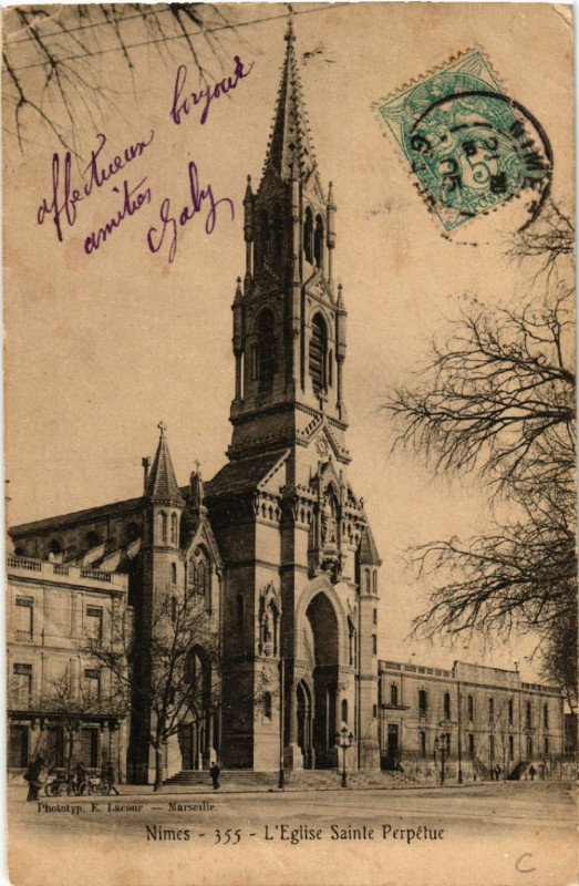 Carte postale ancienne Nimes - L'EgliseSainte-Perpétue à Nîmes