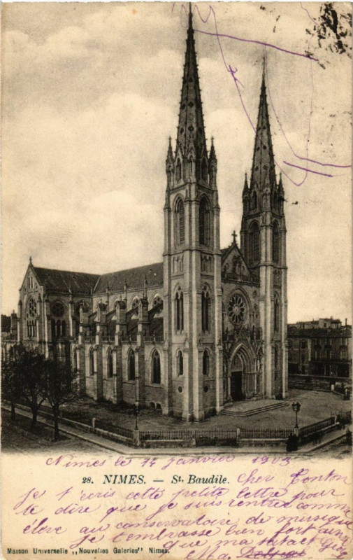 Carte postale ancienne Nimes - Saint-Baudile à Nîmes