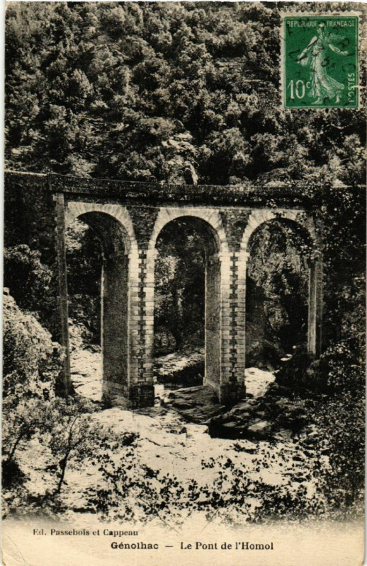 Carte postale ancienne Genolhac - Le Pont de l'Homol à Génolhac