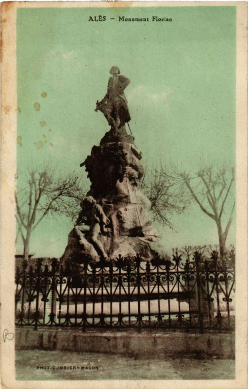 Carte postale ancienne Ales - Monument Florian à Alès
