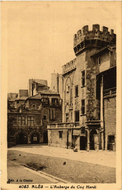 Carte postale ancienne Ales - L'Auberge du Coq Hardi à Alès