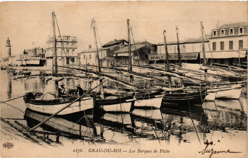 Carte postale ancienne Grau-du-Roi - Les Barques de Péche