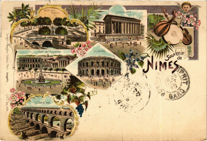 Carte postale ancienne Souvenir de Nimes à Nîmes