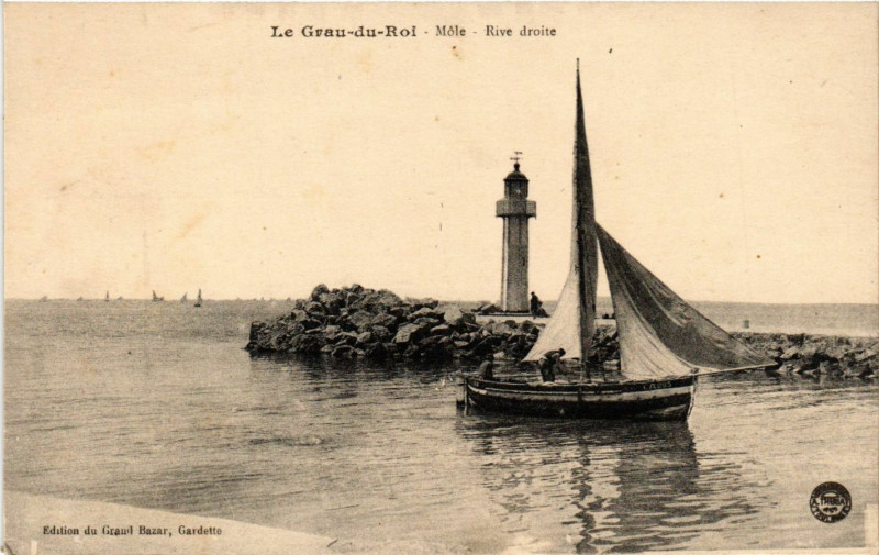 Carte postale ancienne Le Grau-du-Roi - Mote - Rive droite au Grau-du-Roi