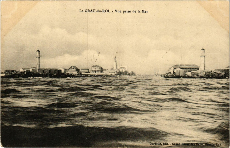Carte postale ancienne Le Grau-du-Roi - Vue prise de la Mer au Grau-du-Roi