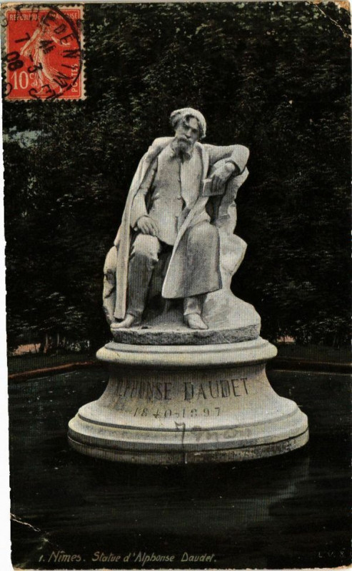 Carte postale ancienne Ed. Aqua 1 Nimes Statue d'Alphonse Daudel à Nîmes