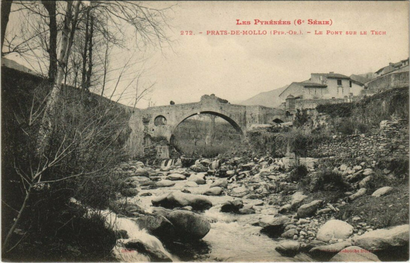 Carte postale ancienne Prats-de-Mollo Le Pont sur le Tech à Llo
