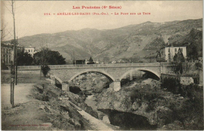 Carte postale ancienne Amelie-les-Bains Le Pont sur le Tech au Tech