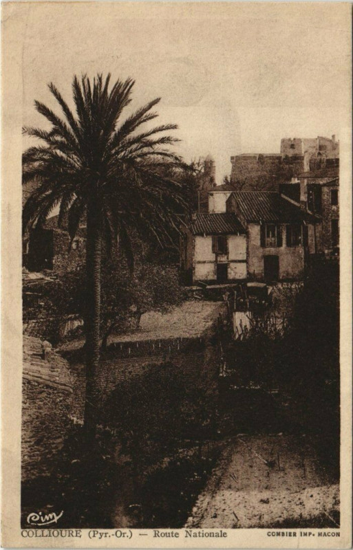 Carte postale ancienne Collioure Route Nationale à Collioure