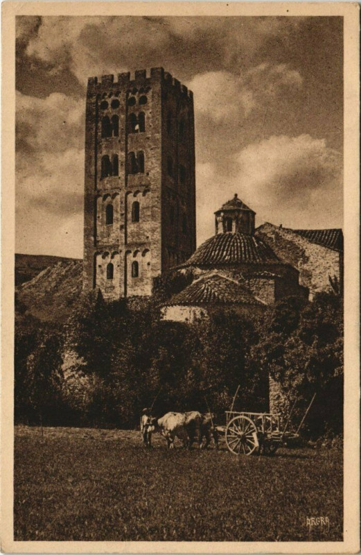 Carte postale ancienne Saint-Michel-de-Cuxa Tour Romane, Abbaye à Ur