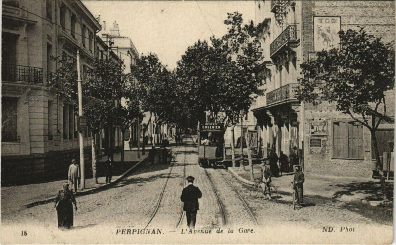 Carte postale ancienne Perpignan Avenue de la Gare à Perpignan
