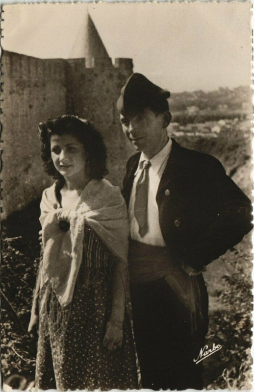 Carte postale ancienne Roussillon Couple Catlan à Llo