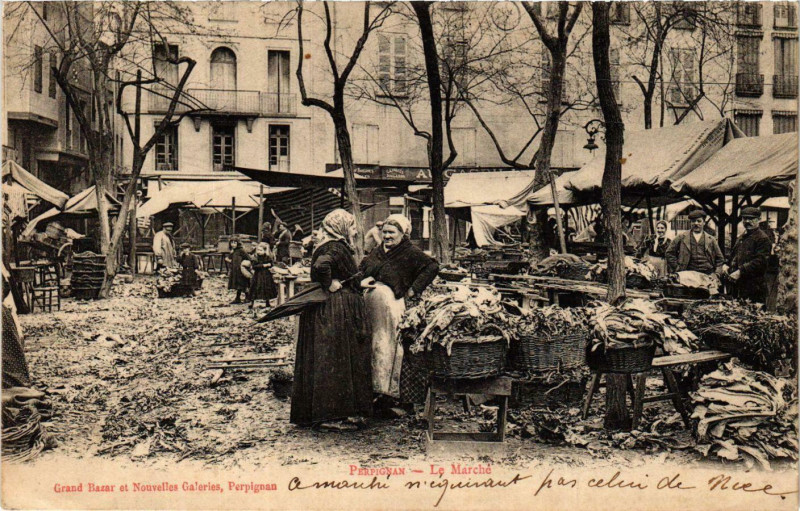 Carte postale ancienne Perpignan Le Marché à Perpignan