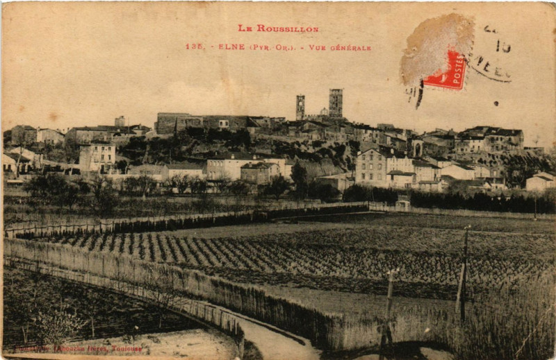 Carte postale ancienne Le Roussillon - Elne (Py.-Or.) - Vue générale à Elne