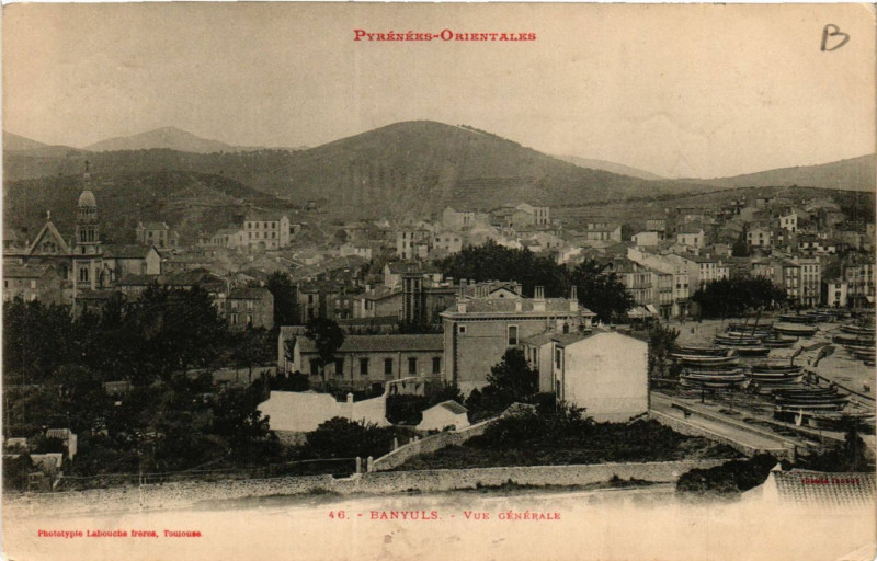 Carte postale ancienne Pyrénées-Orientales - Banyuls - Vue générale à Py