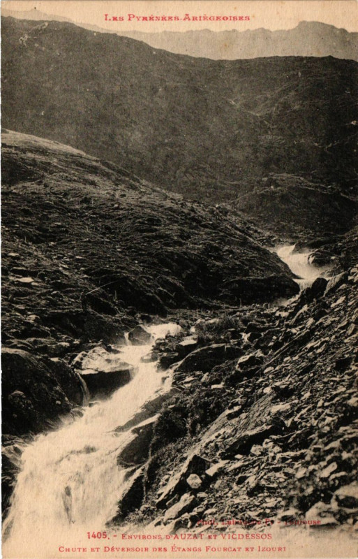 Carte postale ancienne Env. d'Auzat et Vicdesson - Chute et Deversoir Etang Fourcat à Ur