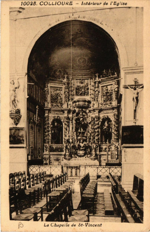 Carte postale ancienne Collioure - Interieur de l'Eglise - La Chapelle de Saint-Vincent à Collioure