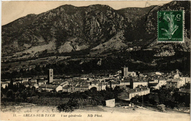 Carte postale ancienne Arles-sur-Tech - Vue générale à Arles-sur-Tech