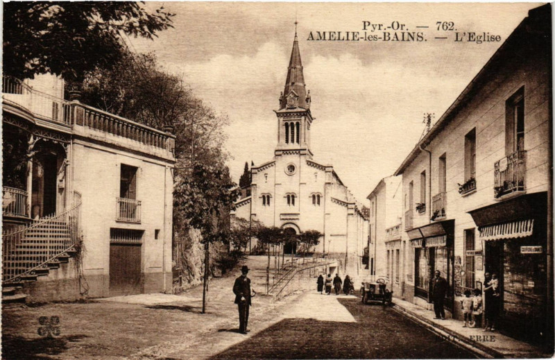 Carte postale ancienne Pyr.-Or. - Amelie-les-Bains - L'Eglise à Py
