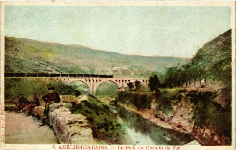 Carte postale ancienne Amelie-les-Bains - Le Pont du Chemin de Fer