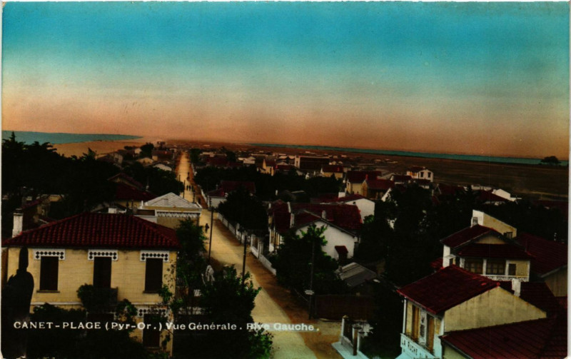 Carte postale ancienne Canet-Plage (Pyr.Or.) - Vue générale - Rive Gauche à Py