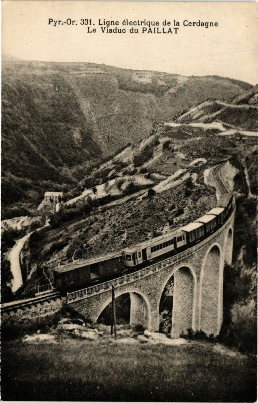 Carte postale ancienne Pye-Or - Ligne electrique de la Cerdagne - Le Viaduc du Paillat à Py