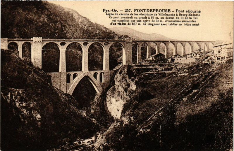 Carte postale ancienne Pyr.-Or.-Fontpedrouse - Pont Sejourne - Ligne de chemin de fer à Fontpédrouse