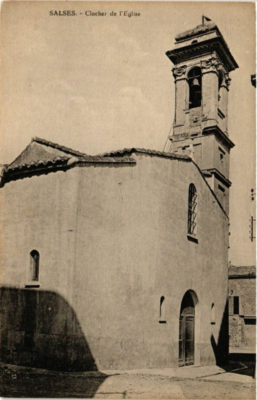 Carte postale ancienne Salses - Clocher de l'Eglise