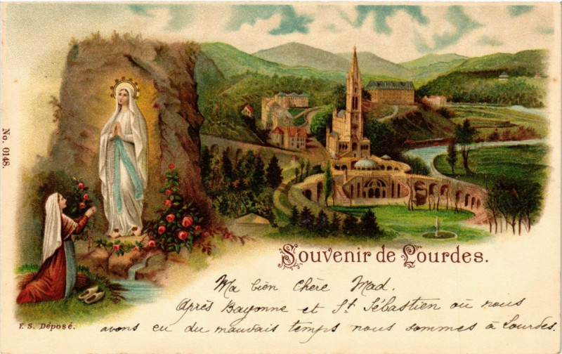Carte postale ancienne Souvenir de Lourdes à Ur