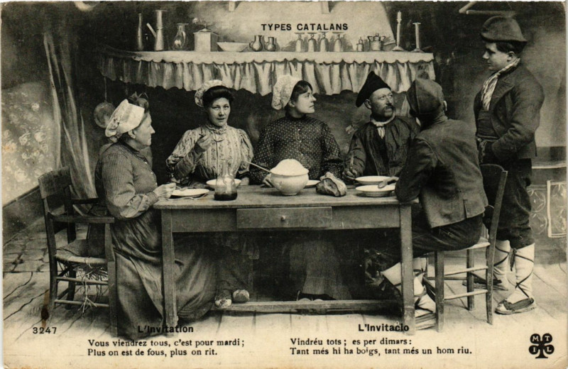 Carte postale ancienne Types Catalans - L'Invitation - L'Invitacio