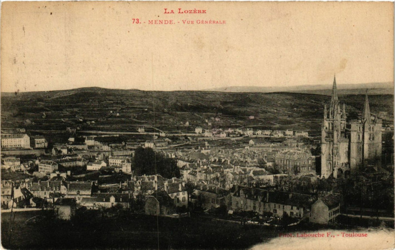 Carte postale ancienne Mende - Vue générale à Mende