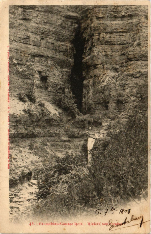Carte postale ancienne Bramabiau-Gausse Noir - Riviere soulerraine