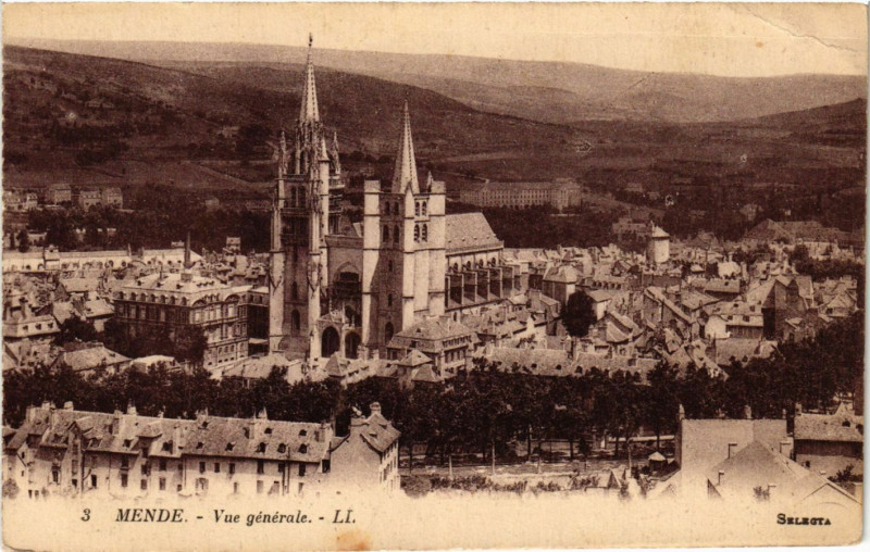 Carte postale ancienne Mende - Vue générale à Mende
