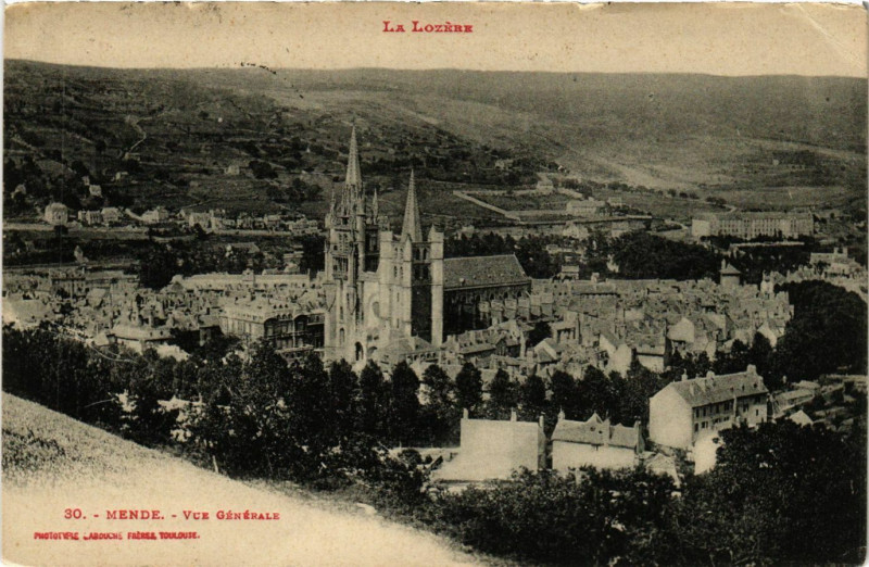 Carte postale ancienne Mende - Vue générale à Mende